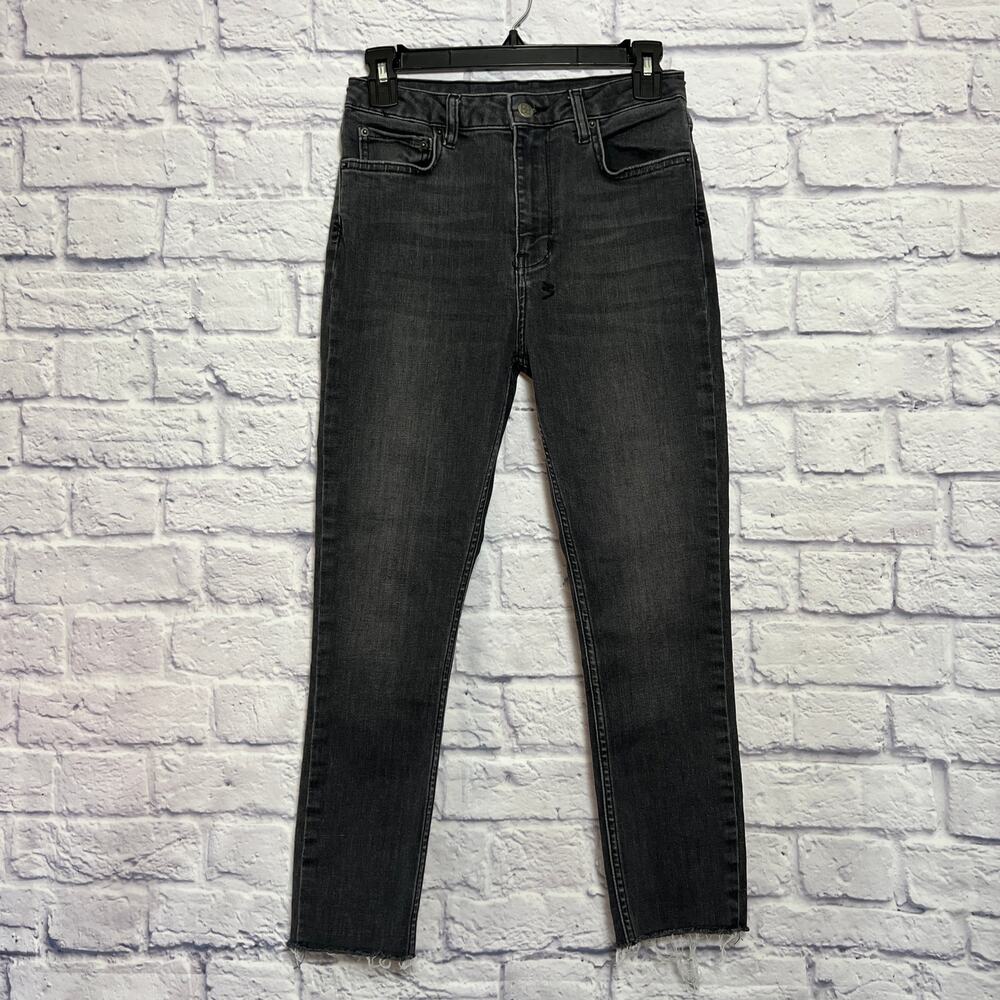Ksubi High Rise Skinny Jeans SIZE 28 Black Raw Hem Distressed Stretch Denim